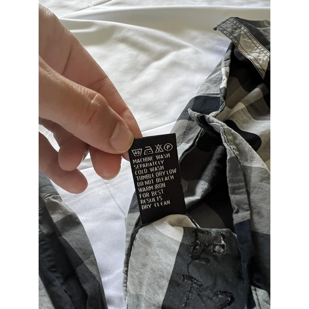 7 Diamonds Shirt Mens XL Black Gray White‎ Plaid Button Down Embroidered Pockets - Picture 8 of 15